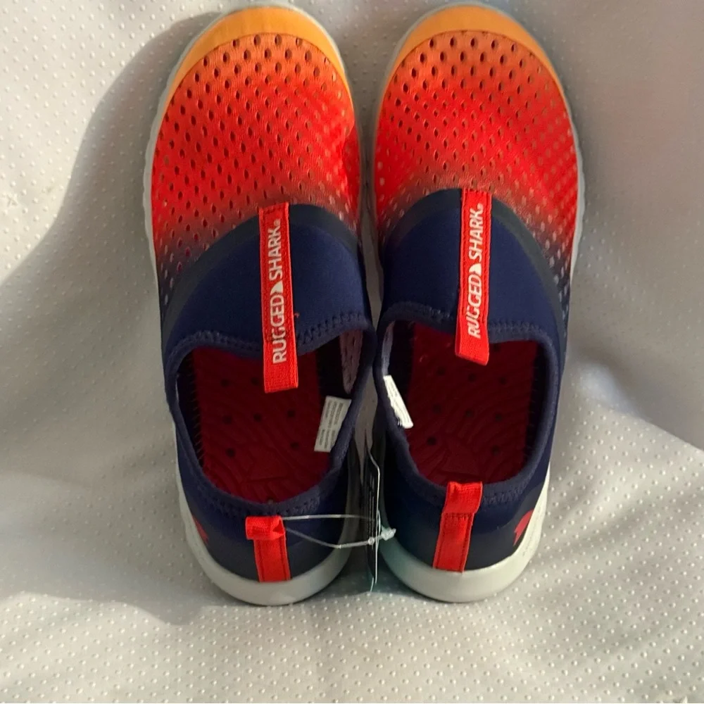 Rugged Shark Boys‎ Size 5 Shoes Orange and Navy Water Aquaflo Technology New